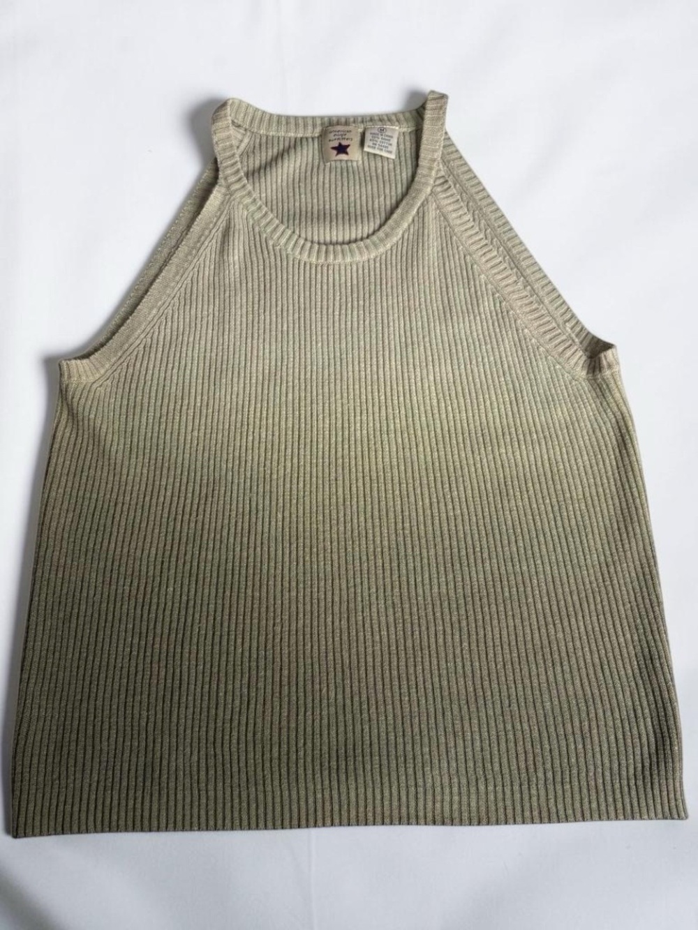 American Eagle Outfitters Ribbed Crewneck Tank in Sage Green